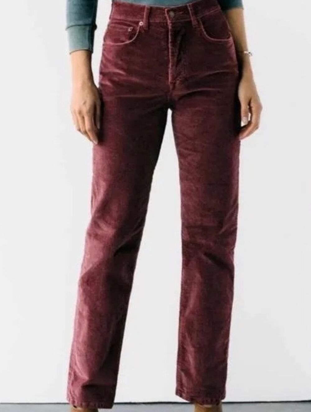 Imogene + Willie Amelia Corduroy Pants Straight Leg Rust Womens Size 23